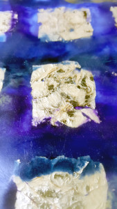 Gold foil embedded in encaustic